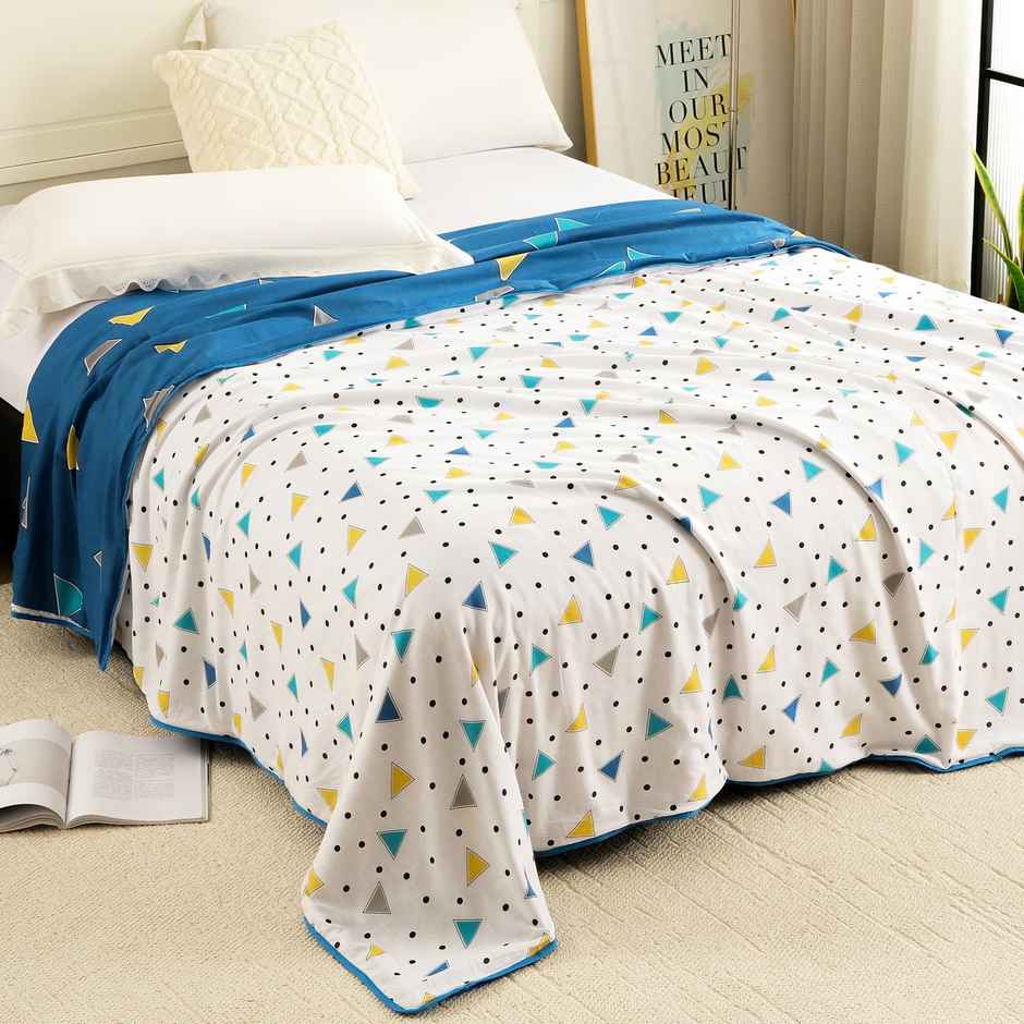 Story@home Geometric Double Dohar/Duvet Cover (Cotton, Blue) (240x225x2 cms)