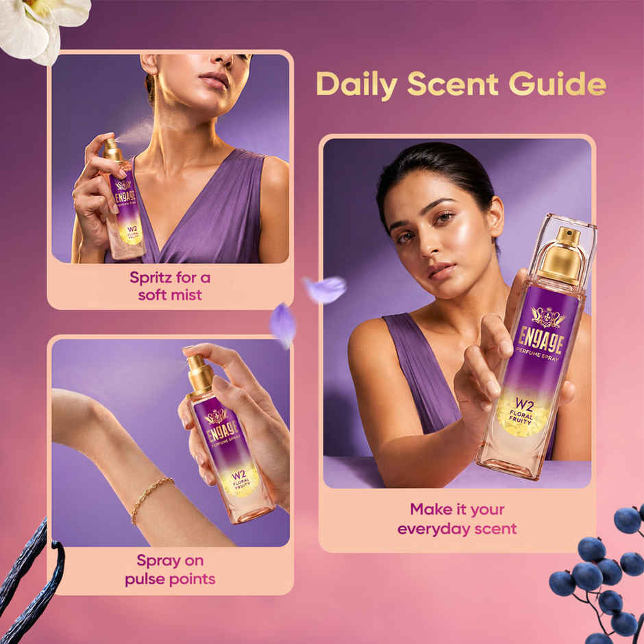 Engage W2 Perfume Spray for Women | Floral & Fruity | Berries, Orchid, Vanilla
