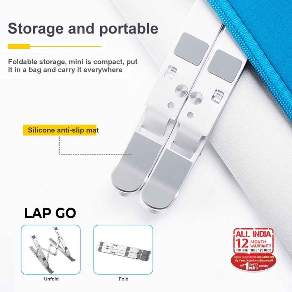 Lapcare Laptop Stand, 7 Angles Adjustable, Aluminum Body ,Foldable & Portable Design