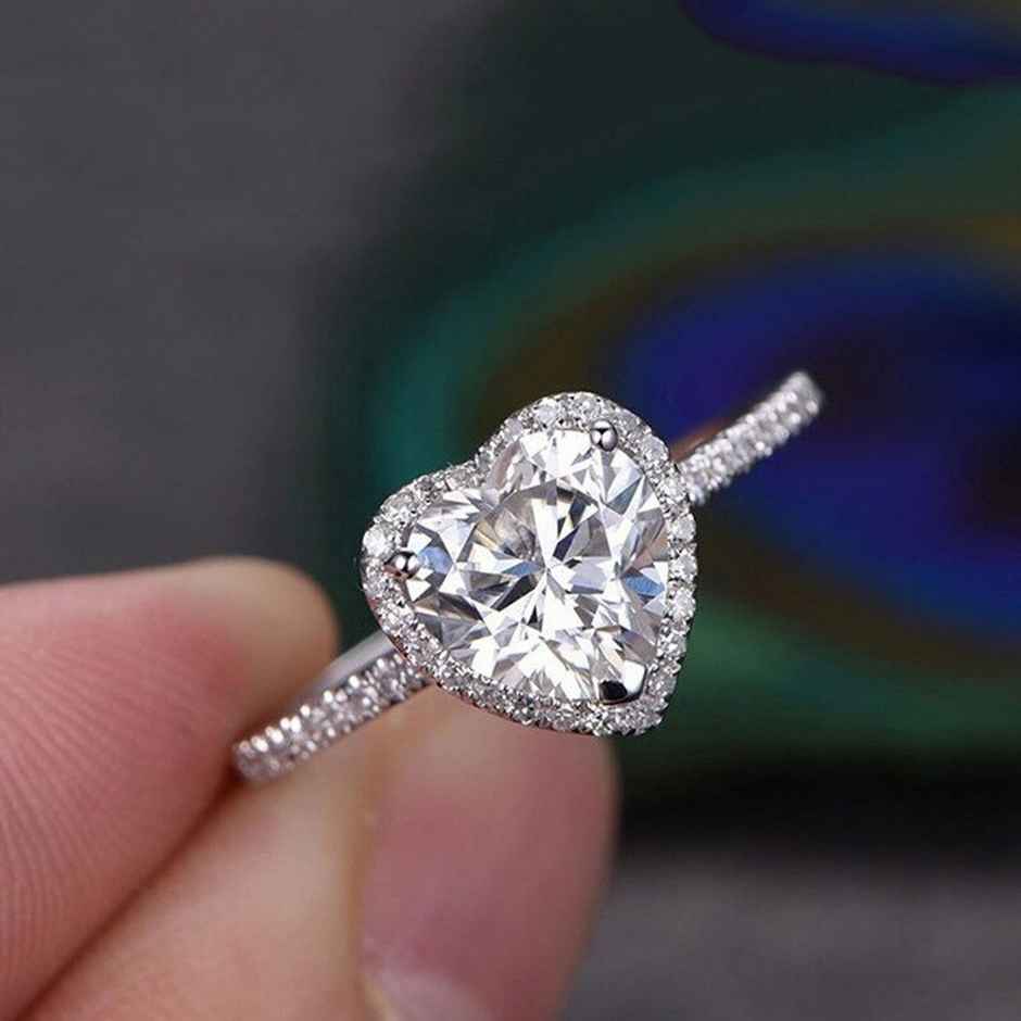 Fashion Frill Women's Heart Rings Silver Onesize