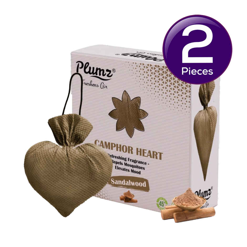 Plumz ZepPure Sandal Camphor Heart Room Freshener Combo
