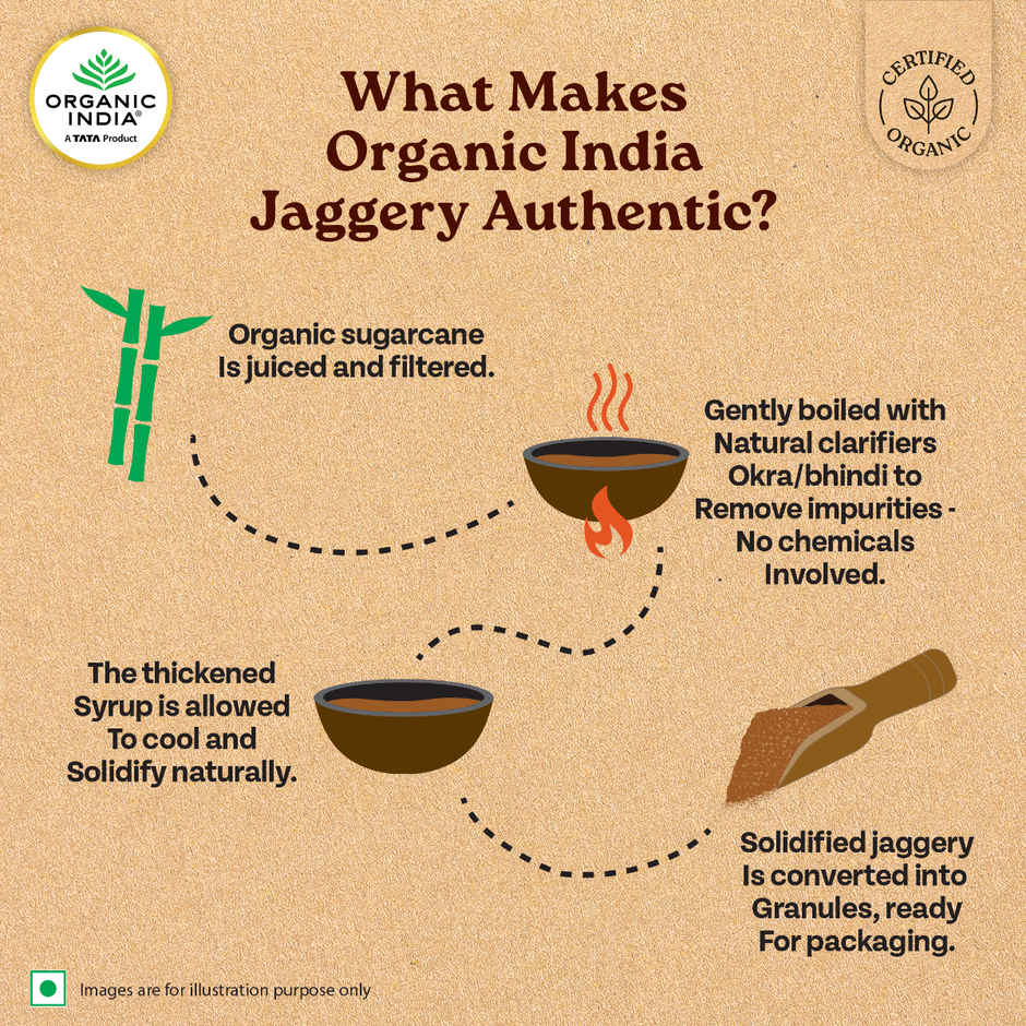A TATA Product - Organic India Jaggery Powder - Pure & Natural, A Healthy Sugar Substitute