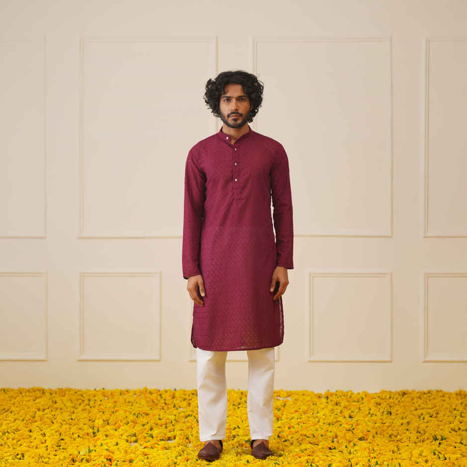 Jompers Men's Kurta | Ko 561 | Purple - XL