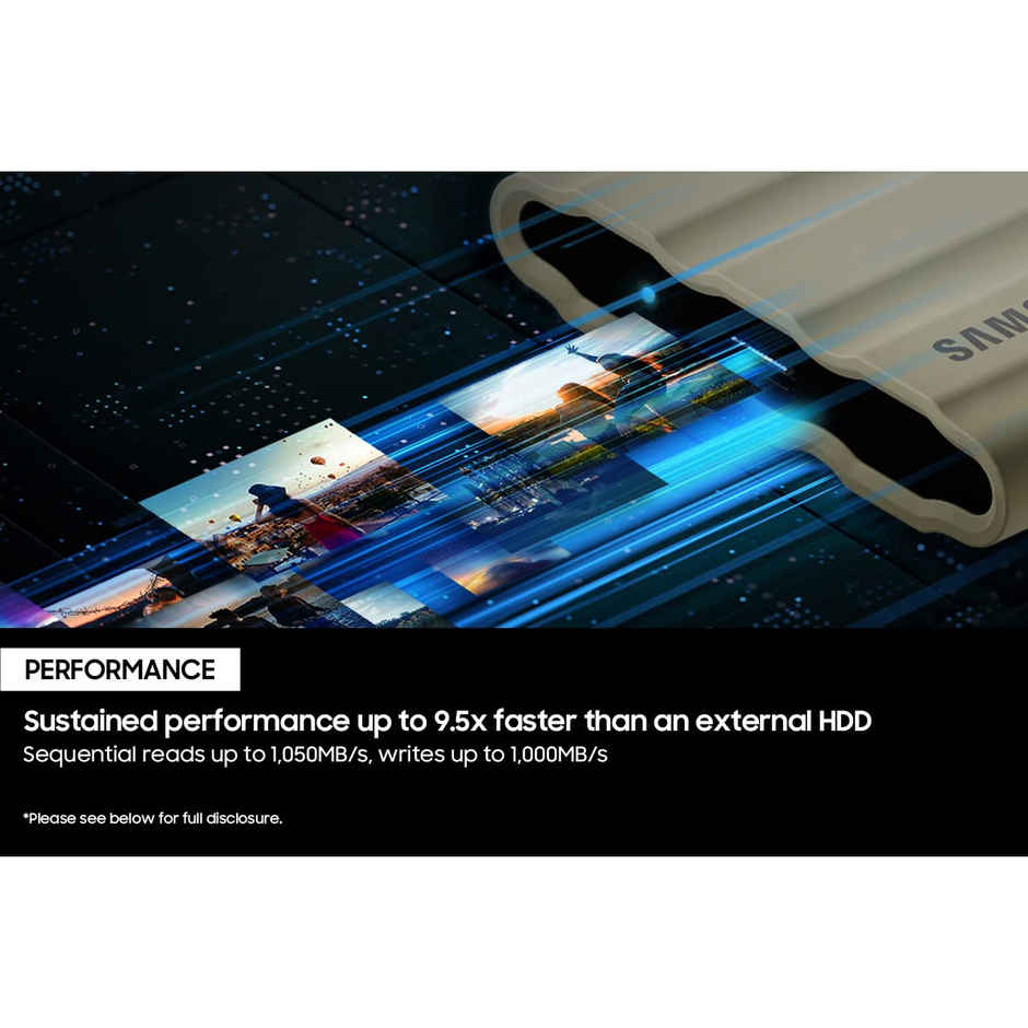 Samsung T7 Shield 1TB External Portable SSD | Blue | MU-PE1T0R