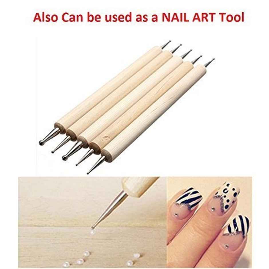 Chrome 5 Pcs Double Ended Stainless Steel Ball Stylus Wooden Tool Set
