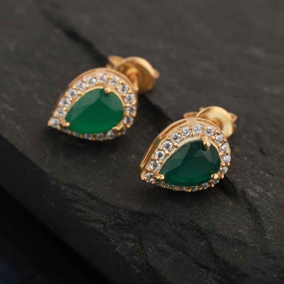 Carlton London 18kt Gold Plated with CZ Tead Drop Stud Earring | B823108E-1