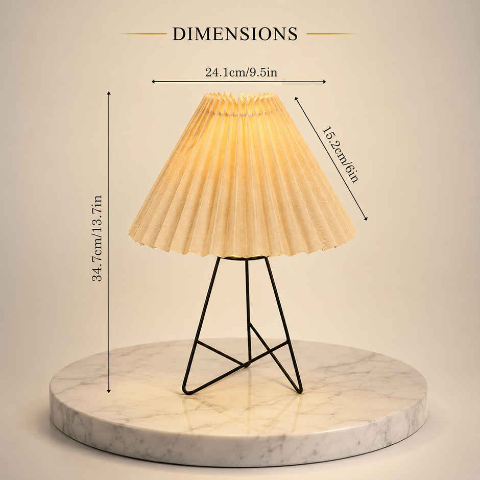 Homesake Retro Matte Black Metal Table Lamp | Bedside Gift | Home & Living Room | Khadi Pleated