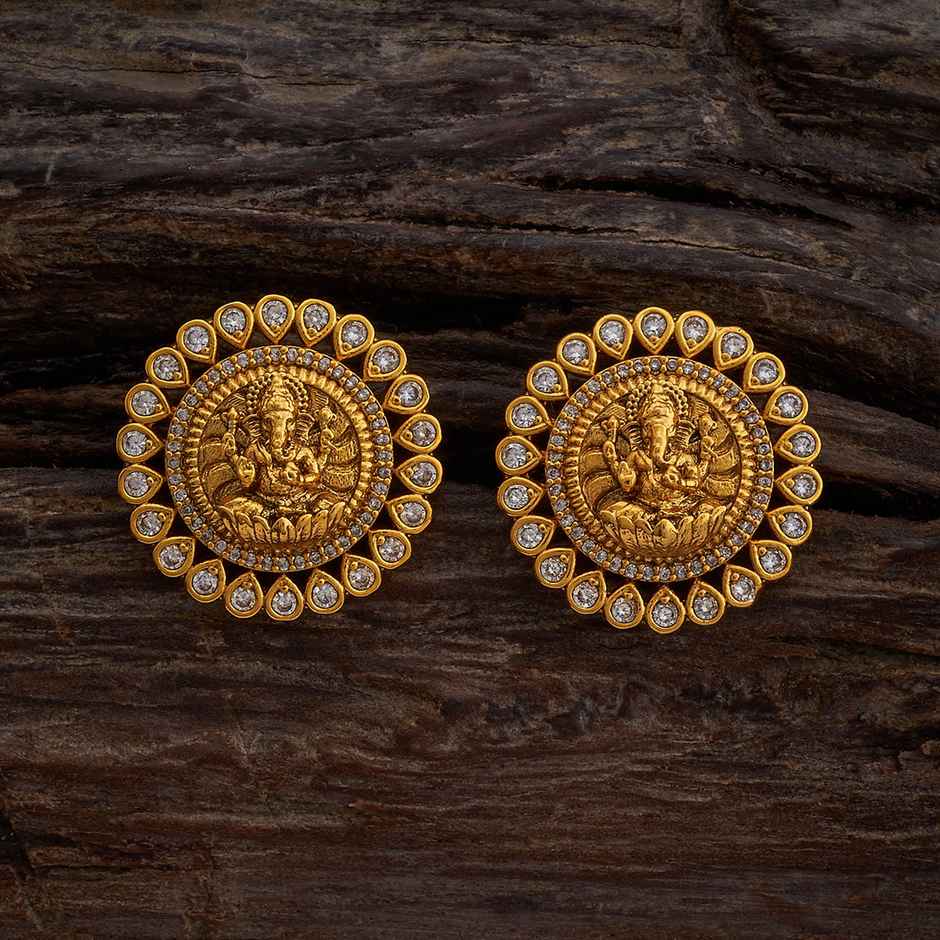 Kushal s Fashion Jewellery White Gold-Plated Synthetic Stones Antique Earring | 410245