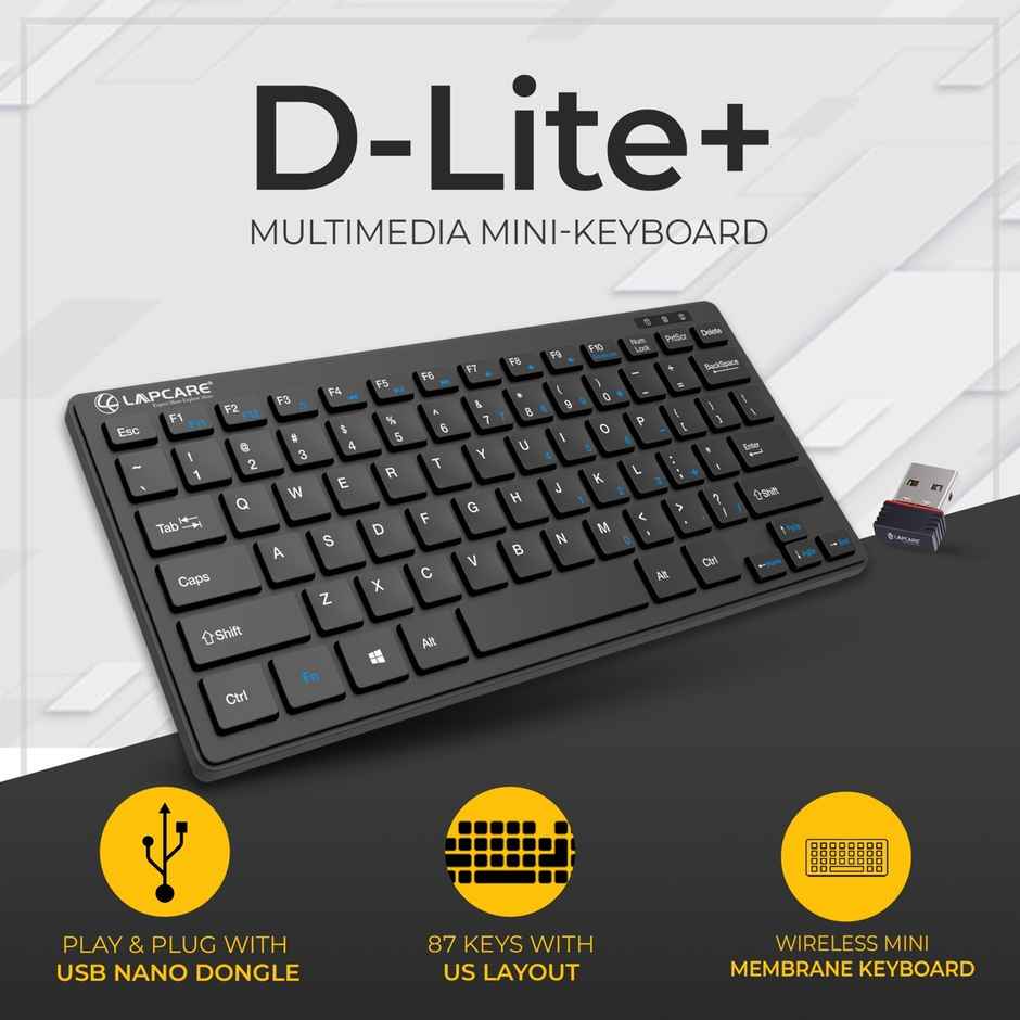 Lapcare Wireless Mini Keyboard | 2.4 GHz | 87 Keys | Compatible with Windows PC-Laptop-MAC
