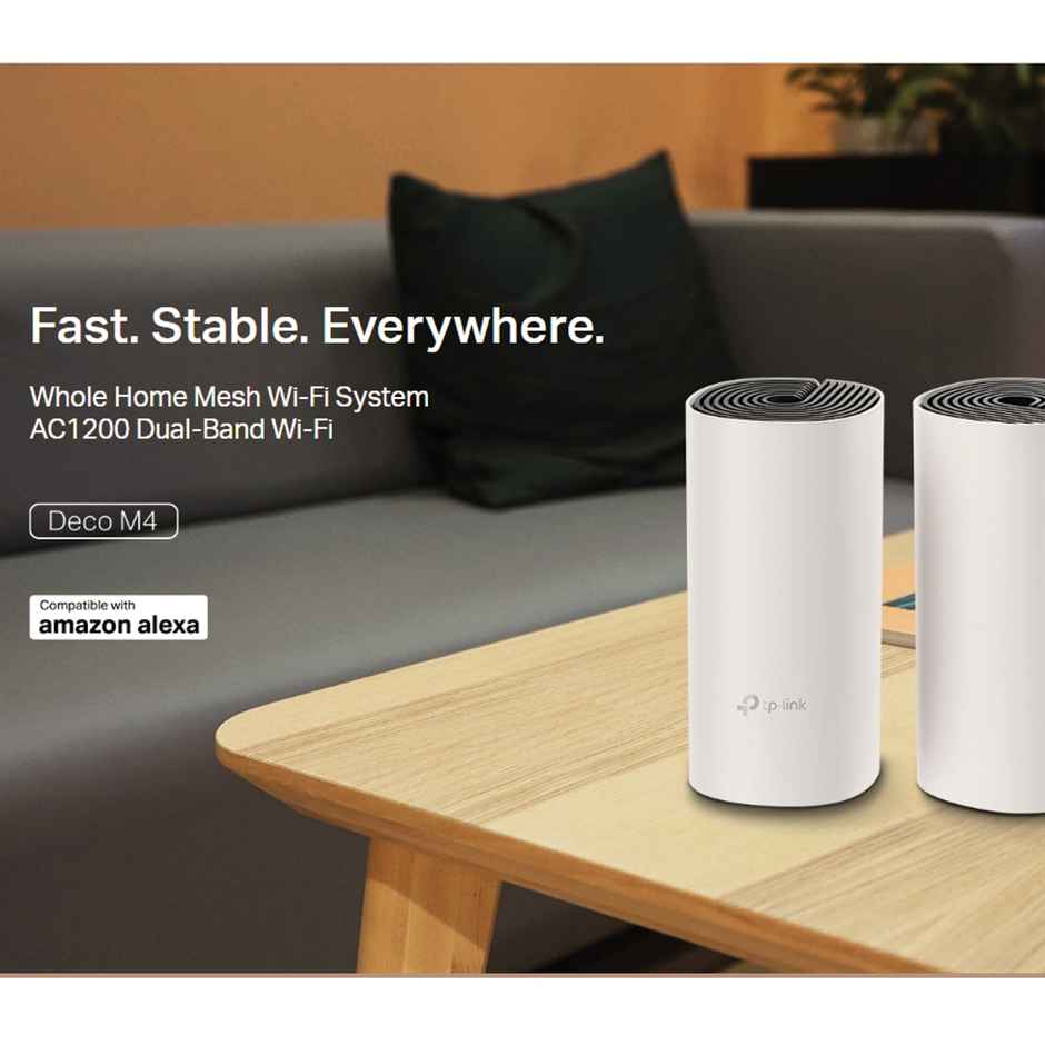 TP-Link Deco M4(2-Pack) AC1200 Whole Home Mesh Dual Band Wi-Fi System, Network Booster - White