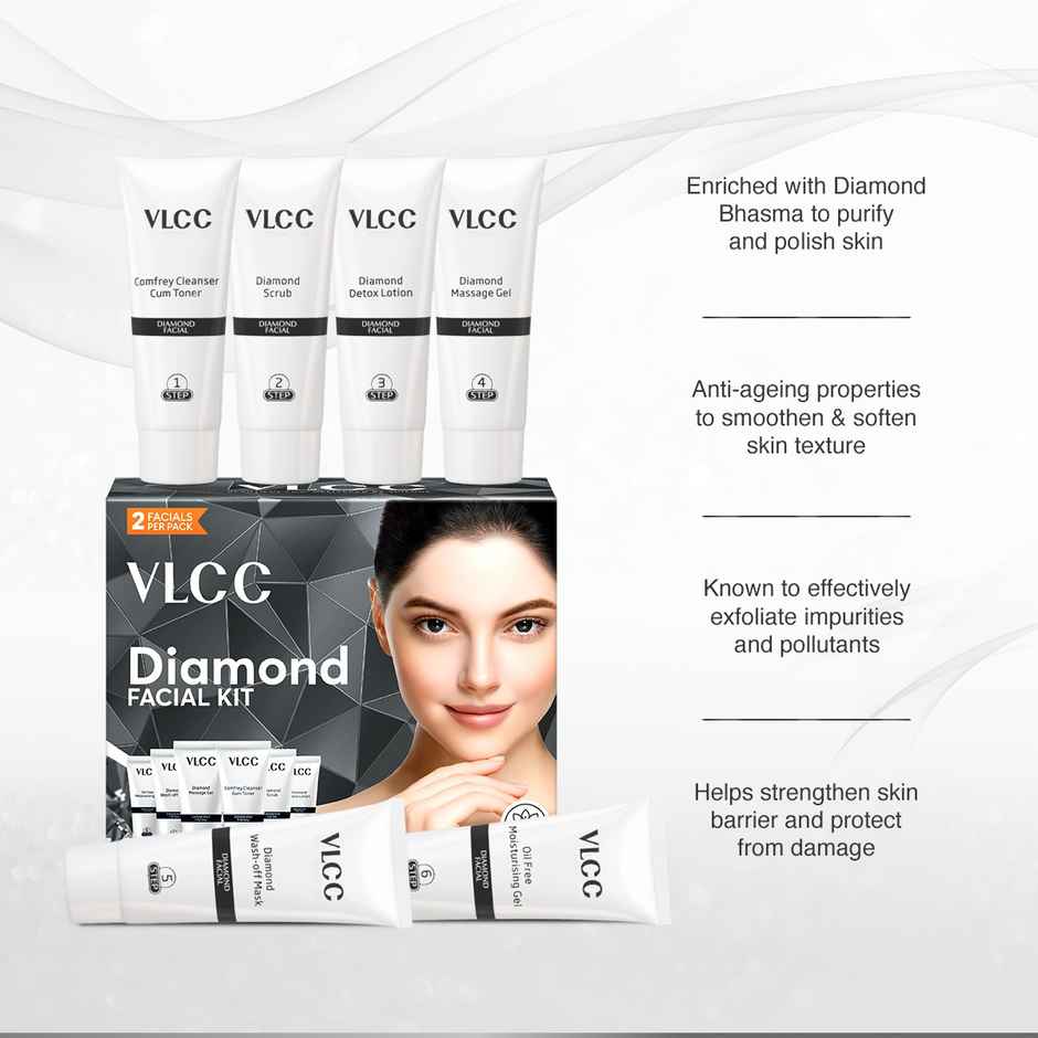VLCC Salon At Home - Diamond Facial Kit - 60 g & Manicure Pedicure Kit Combo