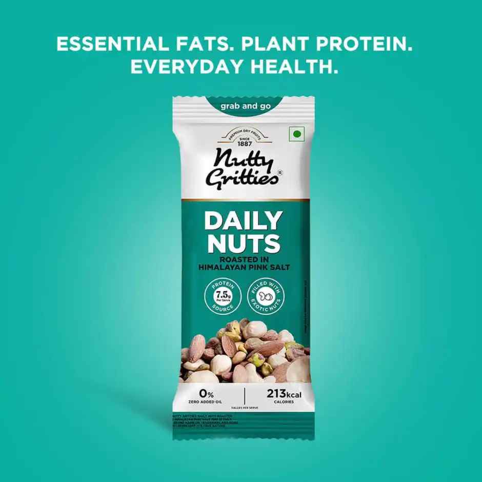Nutty Gritties Daily Mix Nuts Roasted In Himalayan Pink Salt - Macadamias, Hazelnuts, Pistachios, Almonds, Cashews