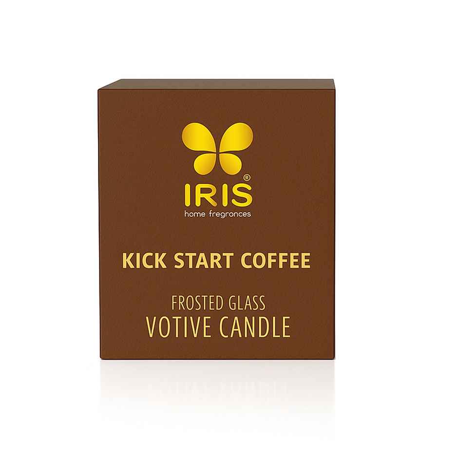 IRIS Kickstart Coffee Frosted Shot Glass Scented Candle | 8 Hours Burn Time | Home Decor