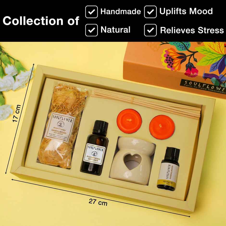 Soulflower Sandalwood Calm Diffuser Gift Set | Aromatherapy