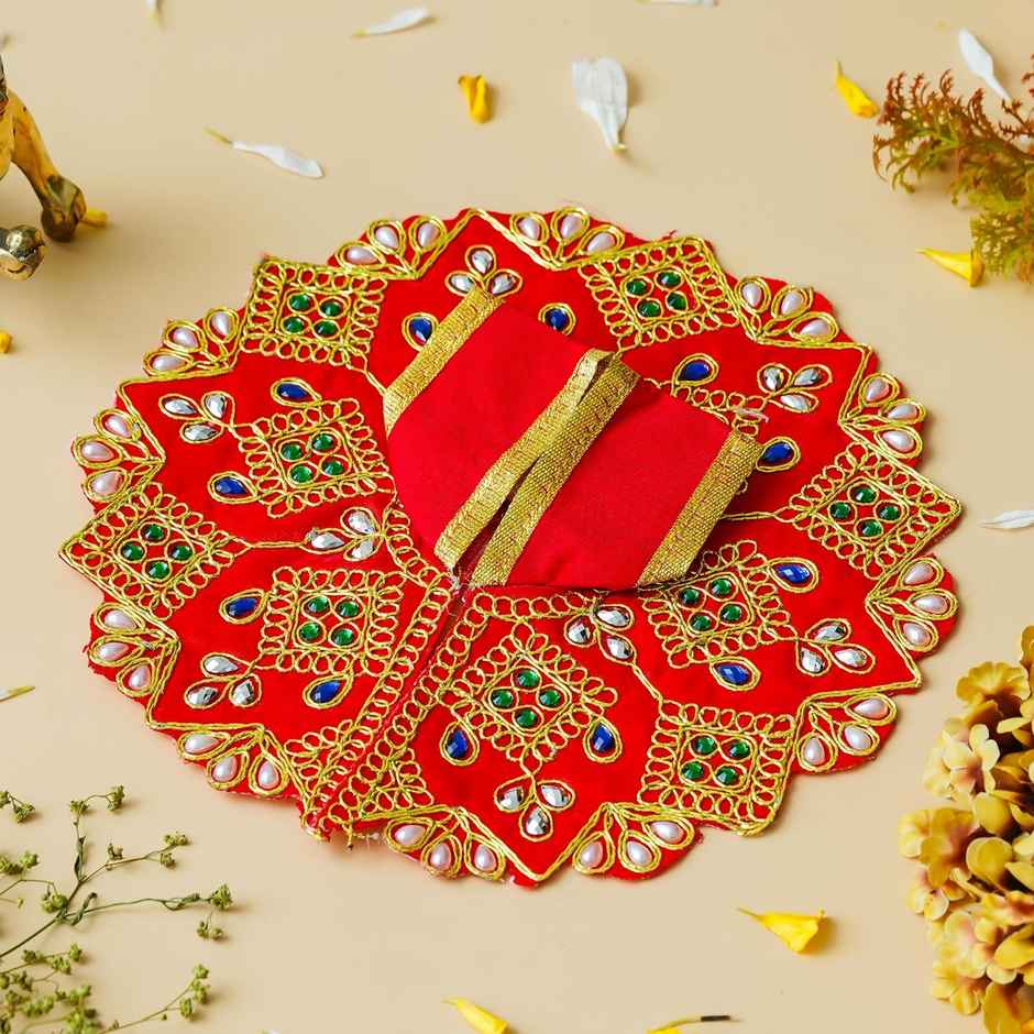 Red Decorative Laddu Gopal Dress for Idol (Size 4) | Krishna Costume | Krishna Janmastami Special (Ecraftindia)