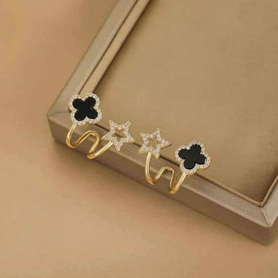 Estailo Fashion Women's Jewellery Earrings Black Gold One Size | E0001473