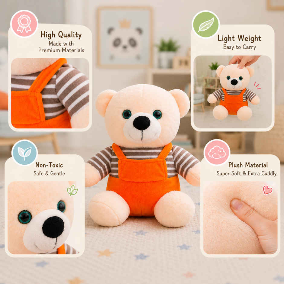 ToyTales PB Teddy Bear Soft Toy | Plushie Stuffed Animal Toys | Birthday Gift for Kids | 25cm