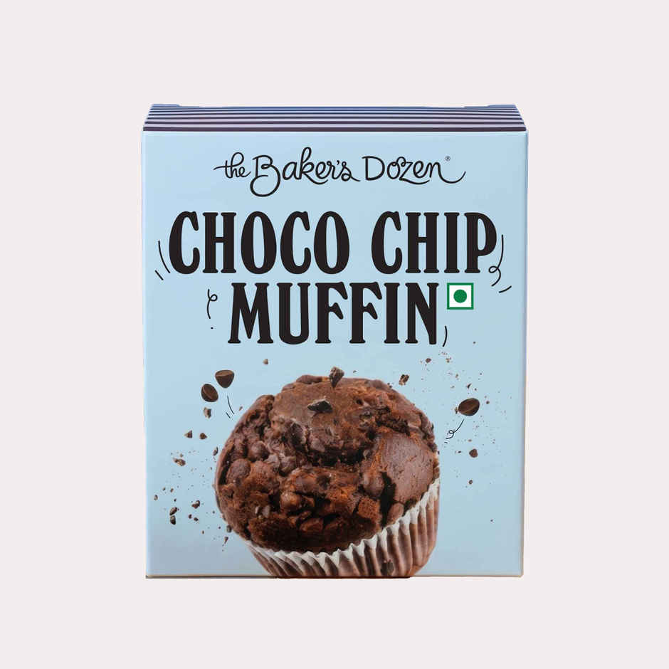 The Baker's Dozen Choco Chip Muffin | Dark Chocolate Chips | Eggless | Veg Cake | Bakery Delight