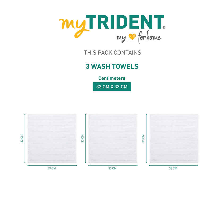 Mytrident Quick Dry Cotton Face Towel Set | 13 x 13 in | White