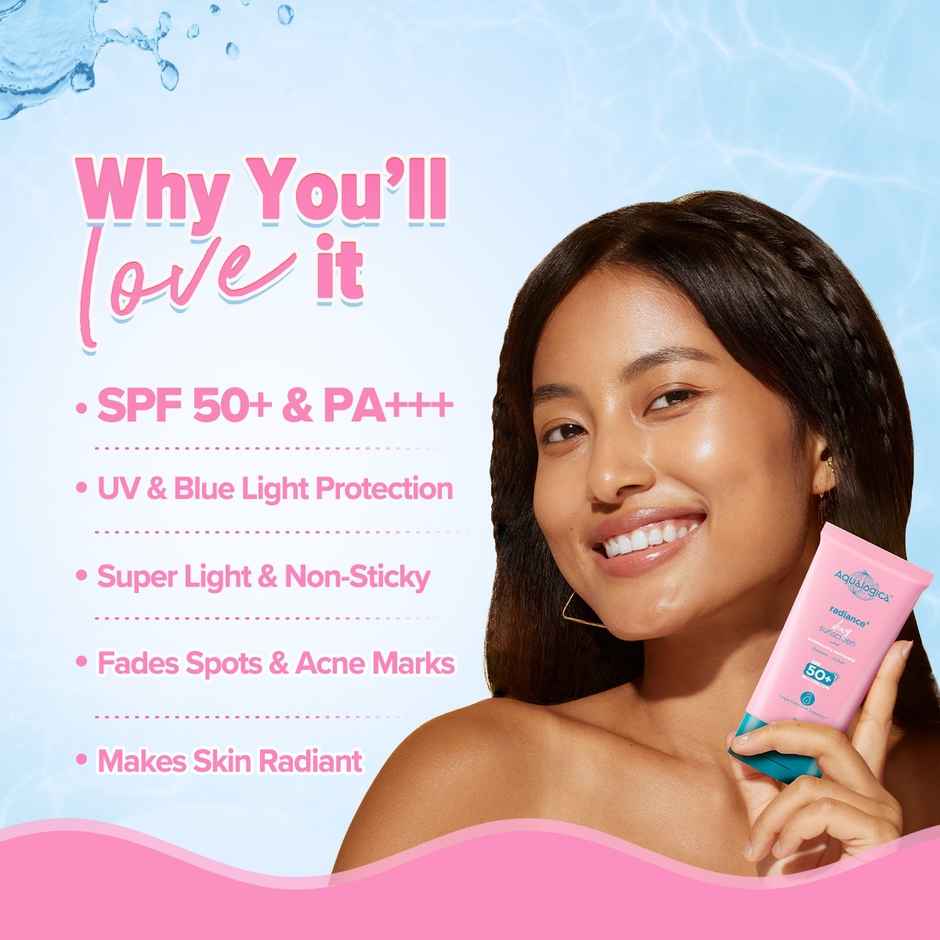 Aqualogica Radiance+ Dewy Lightweight Sunscreen Gel SPF 50+ PA+++ for Oily & Acne-Prone Skin