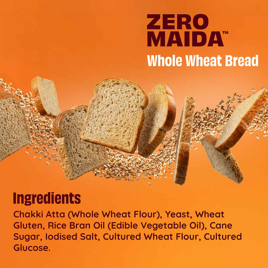 The Health Factory Whole Wheat Bread | Zero Maida | Source of Protein & Fibre