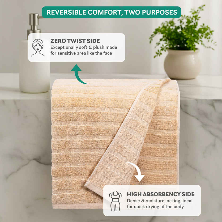 Mytrident Quick Dry Cotton Bath Towel | 28 x 56 in | Beige