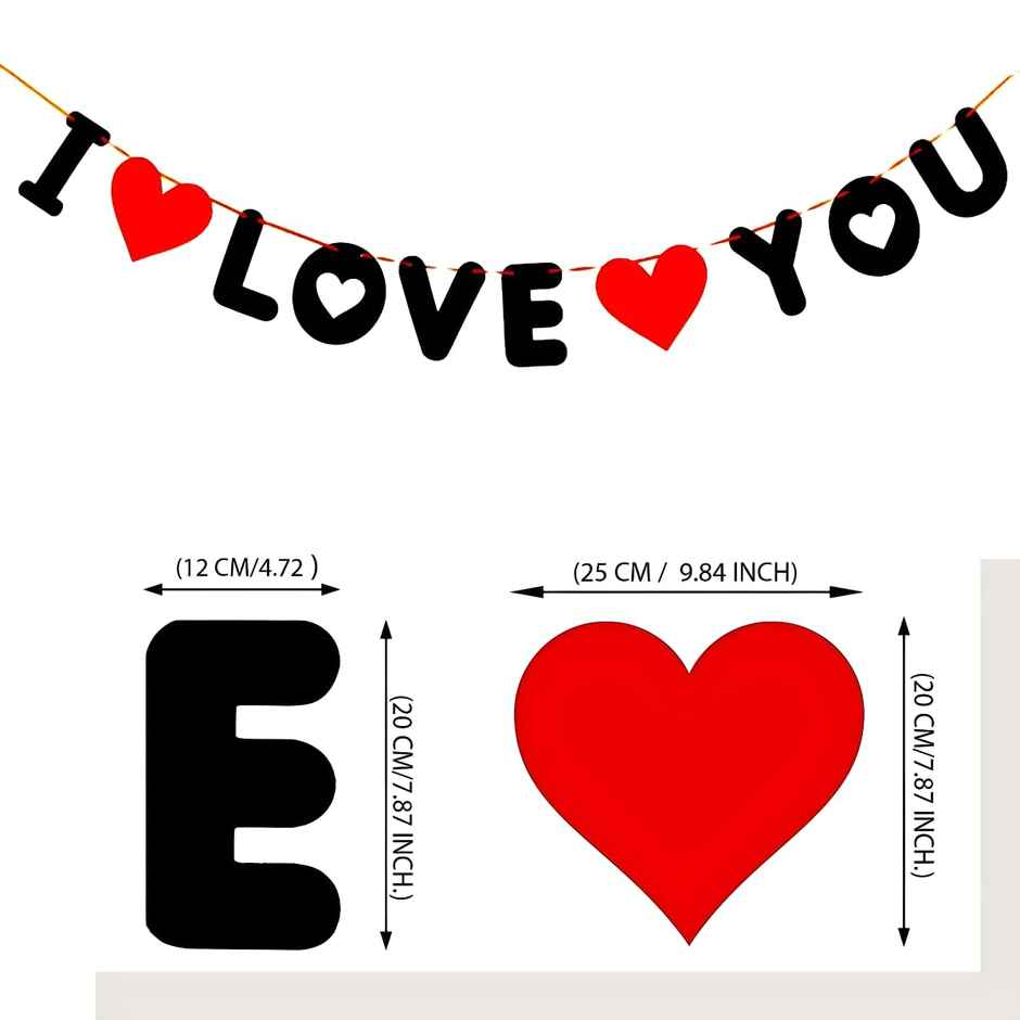 Red Balloons, Foil Heart, LED Light, I Love You Banner Decoration Kit | Hemito