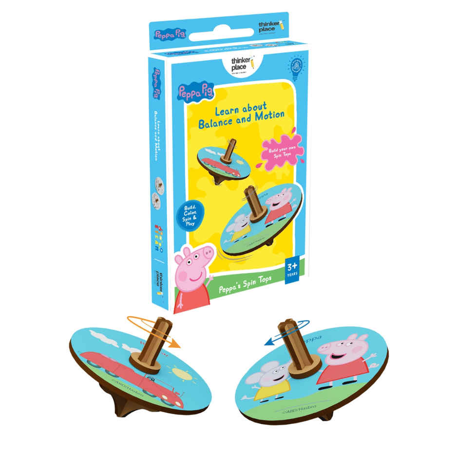 ThinkerPlace Peppa & Red Car Spinning Tops | Interactive Learning & Fun Spinning Tops (Age 3+)