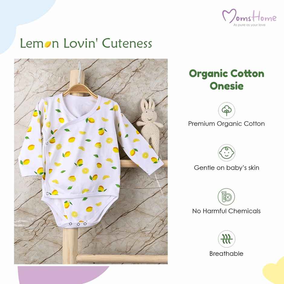 Moms Home Organic Cotton New Born Hospital Bag Kit | 0-3 Months | 20 Items | Lemon