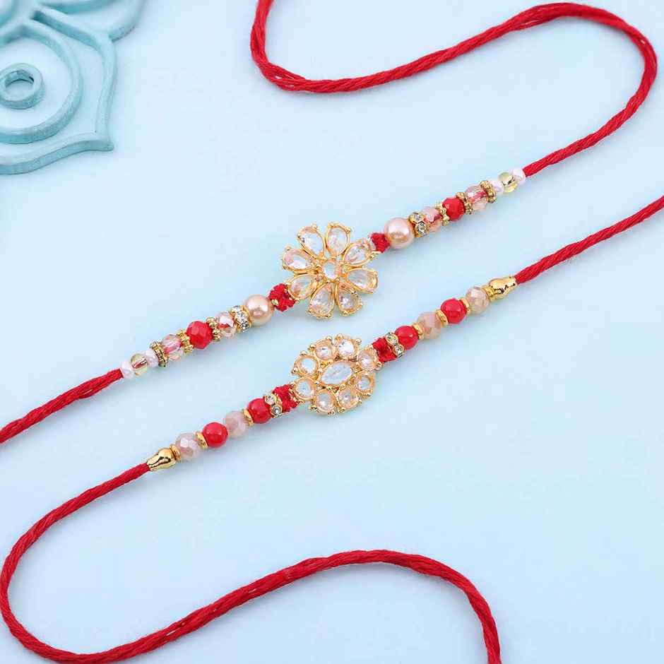 Rakhi Set | Crimson Floral | Pack of 2 | Floweraura