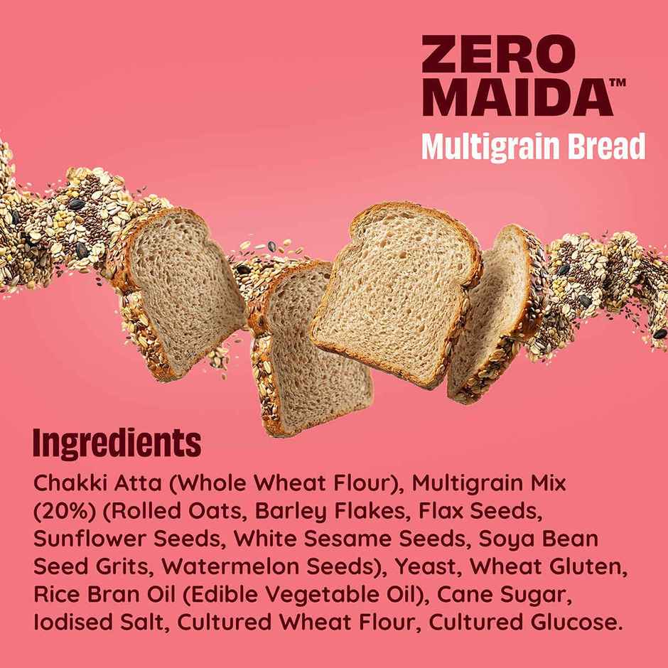 The Health Factory Multigrain Bread | Zero Maida | 7 Grains & Seeds | Whole Wheat Bread