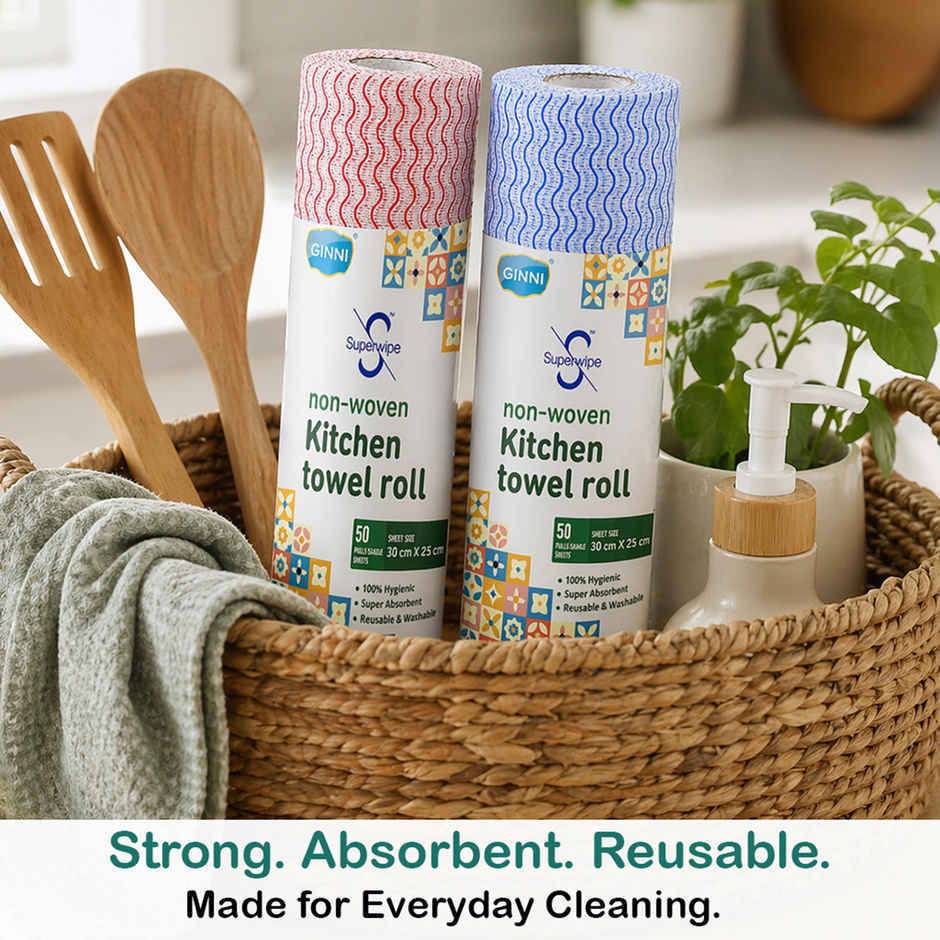 GINNI Superwipe Kitchen Towel Roll | 50 Pulls | 30 x 25 cm