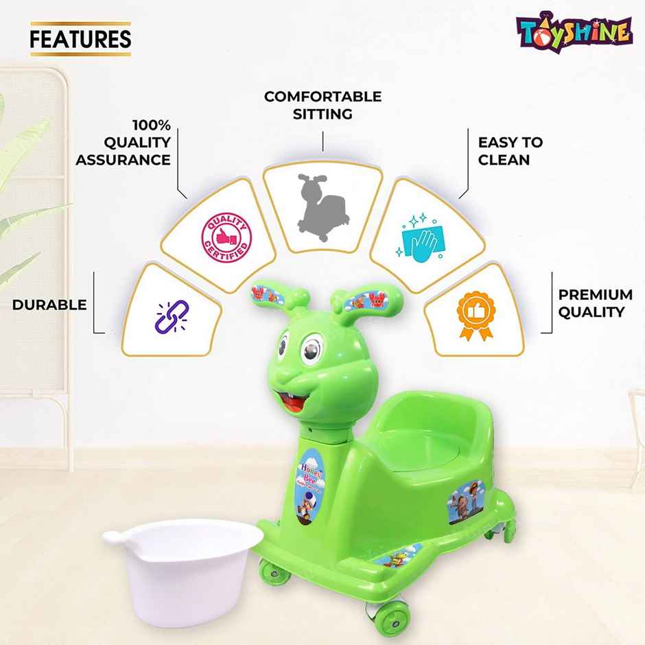 Toyshine 3-in-1 Rabbit Rider & Potty Chair, Potty Training Seat & Riding Scooter for Kids - Green