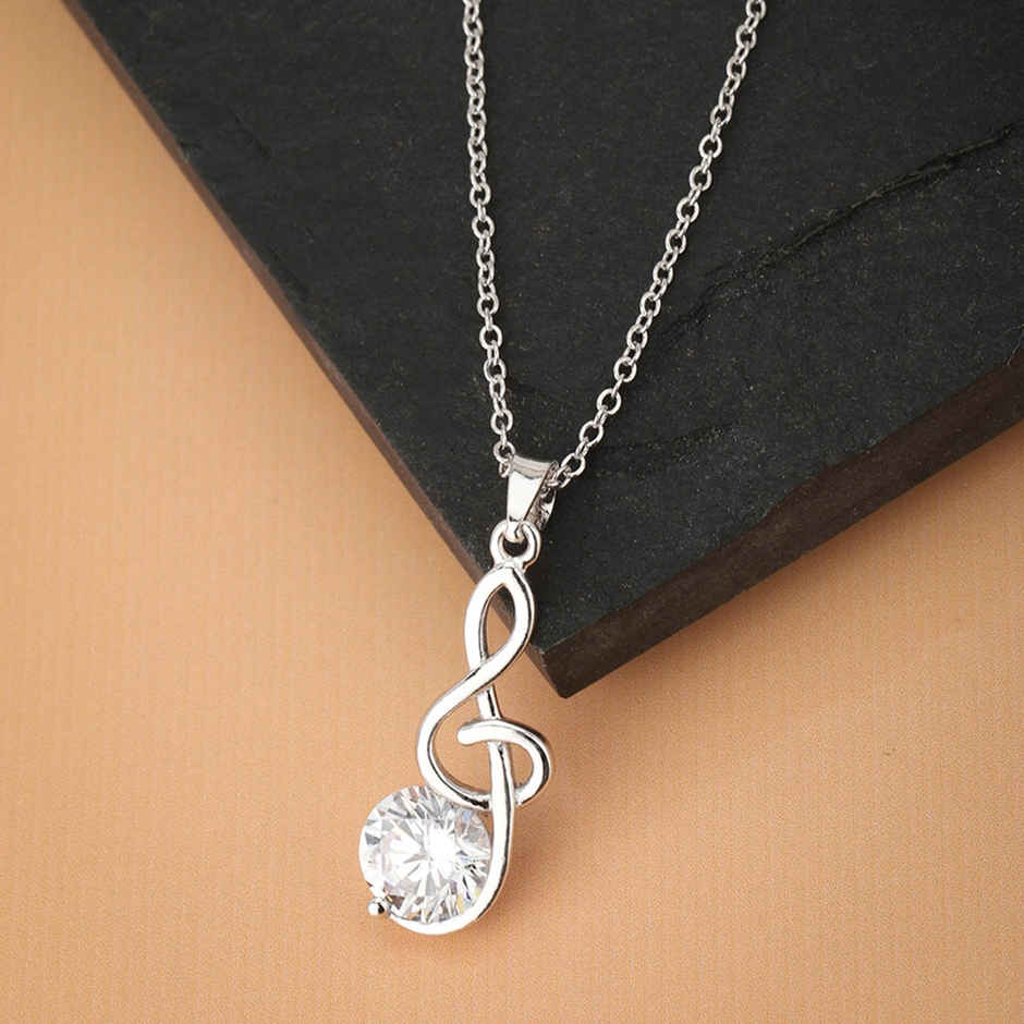 Carlton London Rhodium Plated with CZ Infinity Pendant with Chain | FJN1539