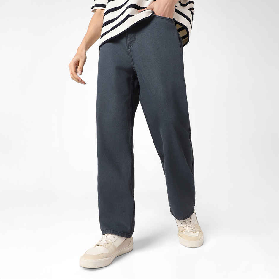 Urbano Fashion Men's Jeans Loose Baggy Fit Washed Non-Stretchable | Grey | 32