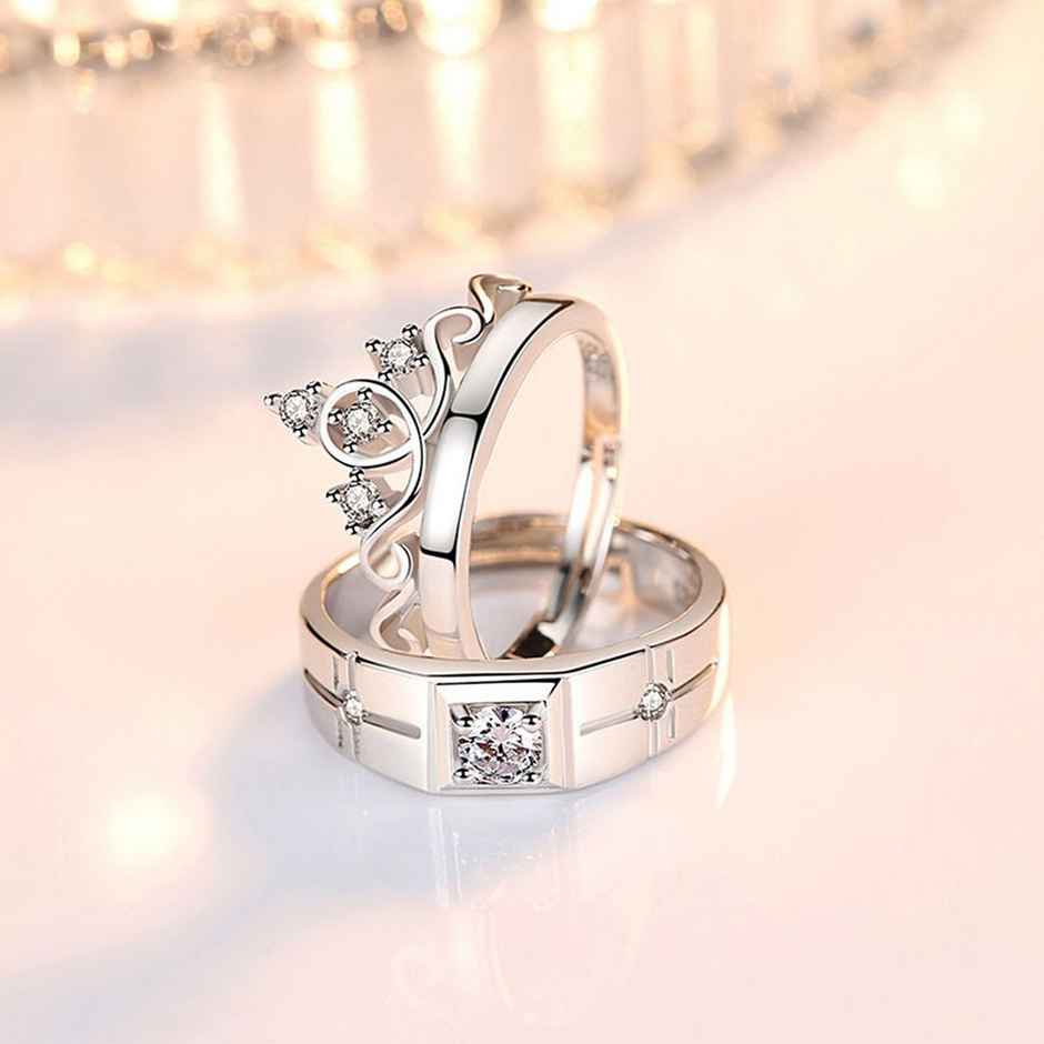 Fashion Frill Women's Crown Rings Silver Adjustable