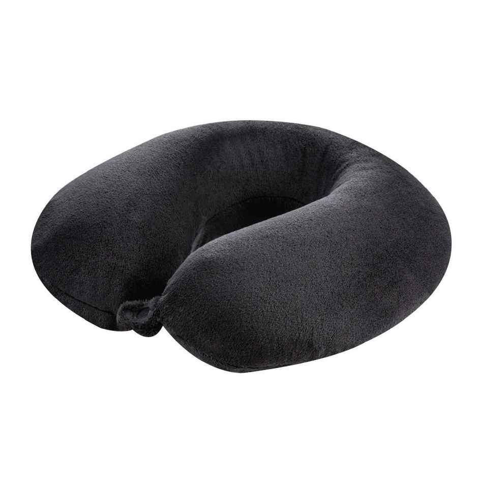 The White Willow Memory Foam Travel Neck Pillow | Ergonomic U - Shape Cushion for Travel - Black