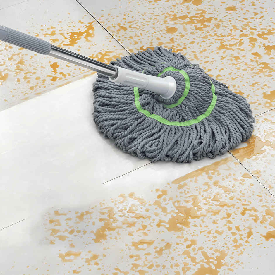 Zulaxy Smart Twist Mop for Effortless Floor Cleaning (Stainless Steel, Microfiber Head)