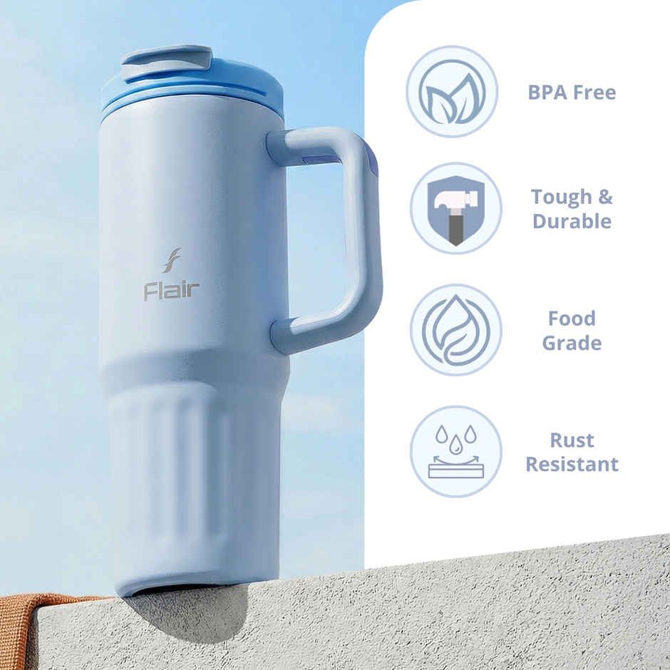 FLAIR Vogue 750 ML Insulated Stainless Steel Tumbler with Lid | Blue - 750 ml