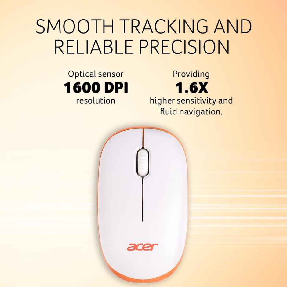 Acer Wireless Mouse (White/Orange)