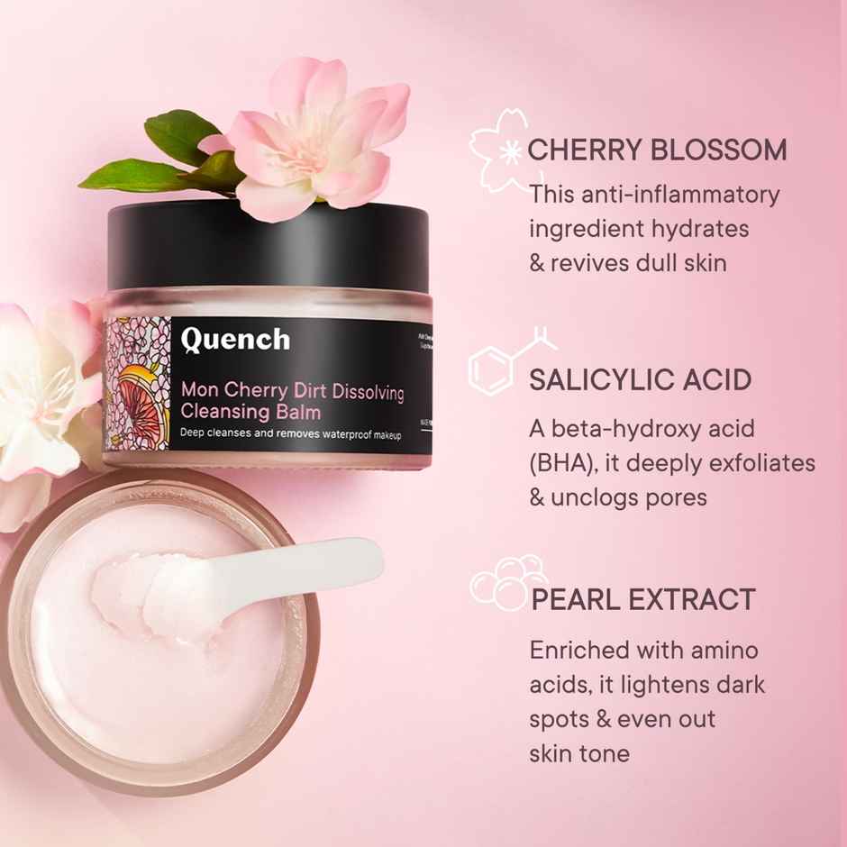 Quench Dirt Dissolving Cleansing Balm Korean Makeup Remover & Face Cleanser with Cherry Blossom