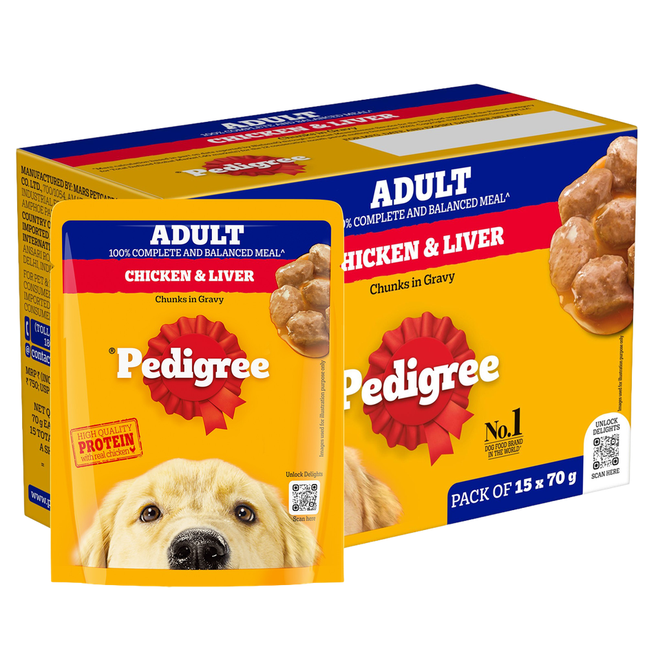 Pedigree Adult Chicken & Liver Chunks In Gravy Wet Dog Food