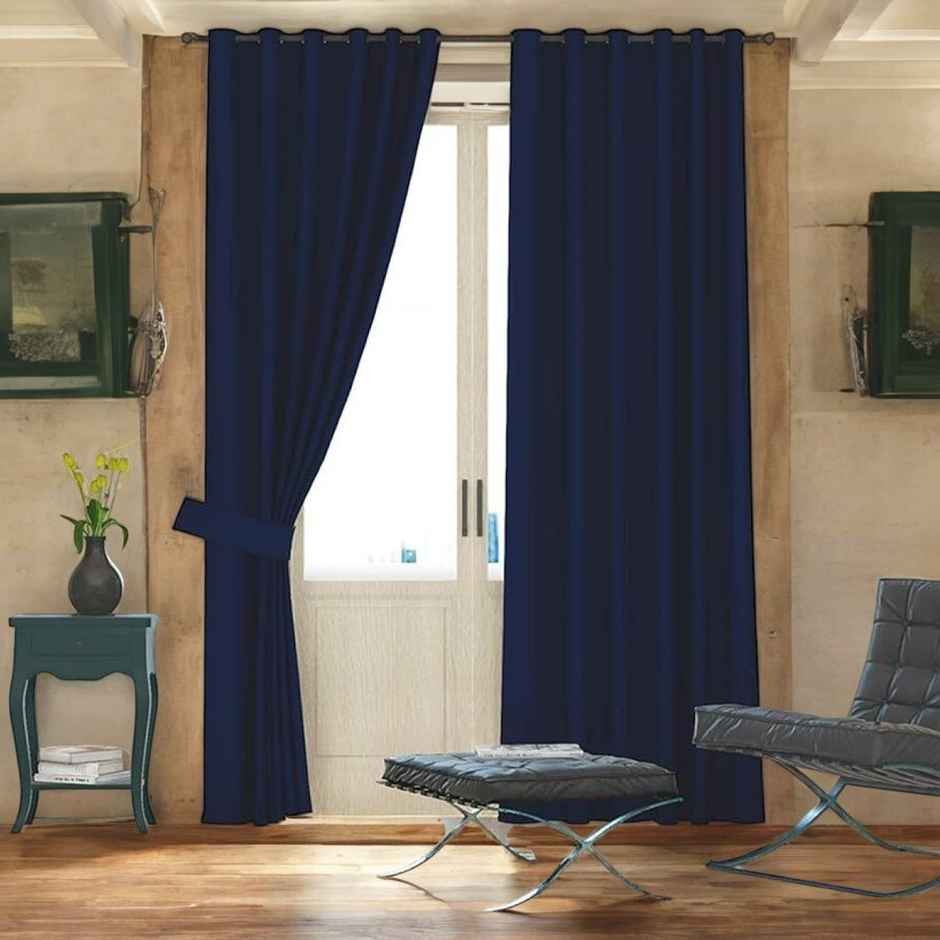 Lushomes Outdoor Curtain - Navy Blue | 8 Metal Eyelets | Balcony | 4.5 ft x 7.5 ft | 54 x 90 inch