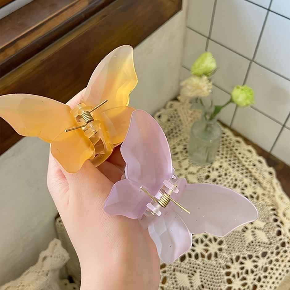 Chronex 2 Pcs Acrylic Frosted Butterfly Hair Claw Clips - Cute Butterfly Claw Hair Clips | Assorted