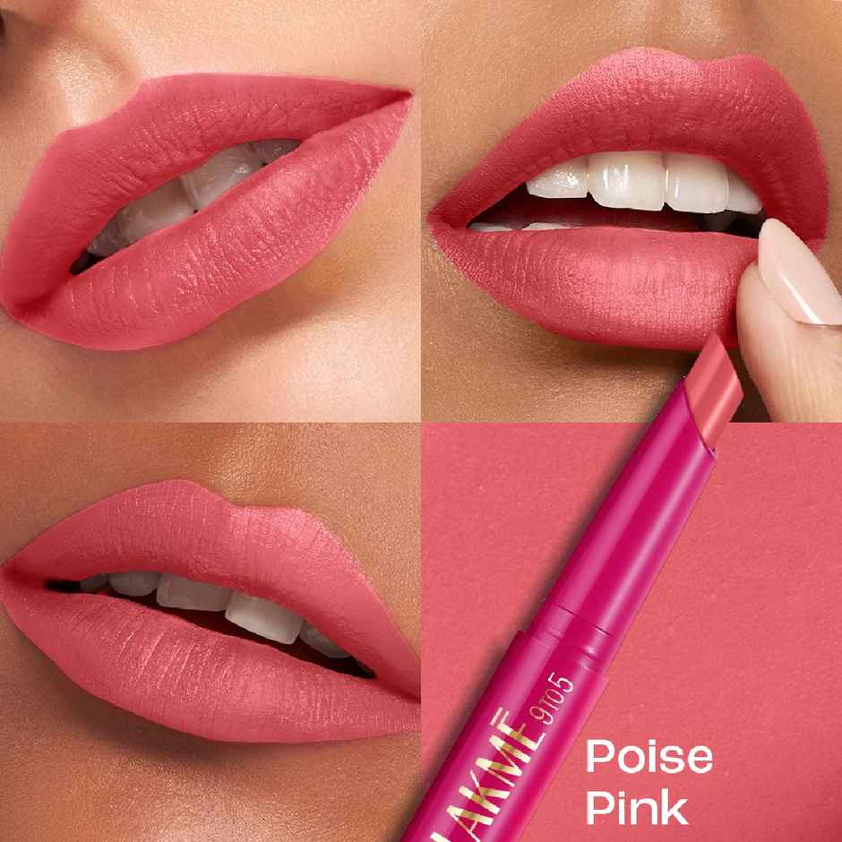 Lakme 9 to 5 Forever Matte Lip Crayon | Vitamin C | Long-Lasting Hydration | Poise Pink