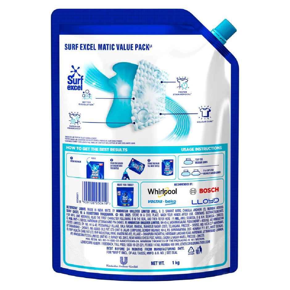 Surf Excel Matic Liquid Detergent | Powerful Cleaning | For Top Load Washing Machines