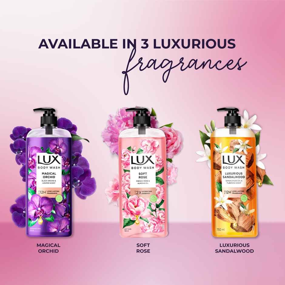 Lux Body Wash Soft Skin French Rose & Almond Oil With Long Lasting Fragrance Glycerine Paraben Free