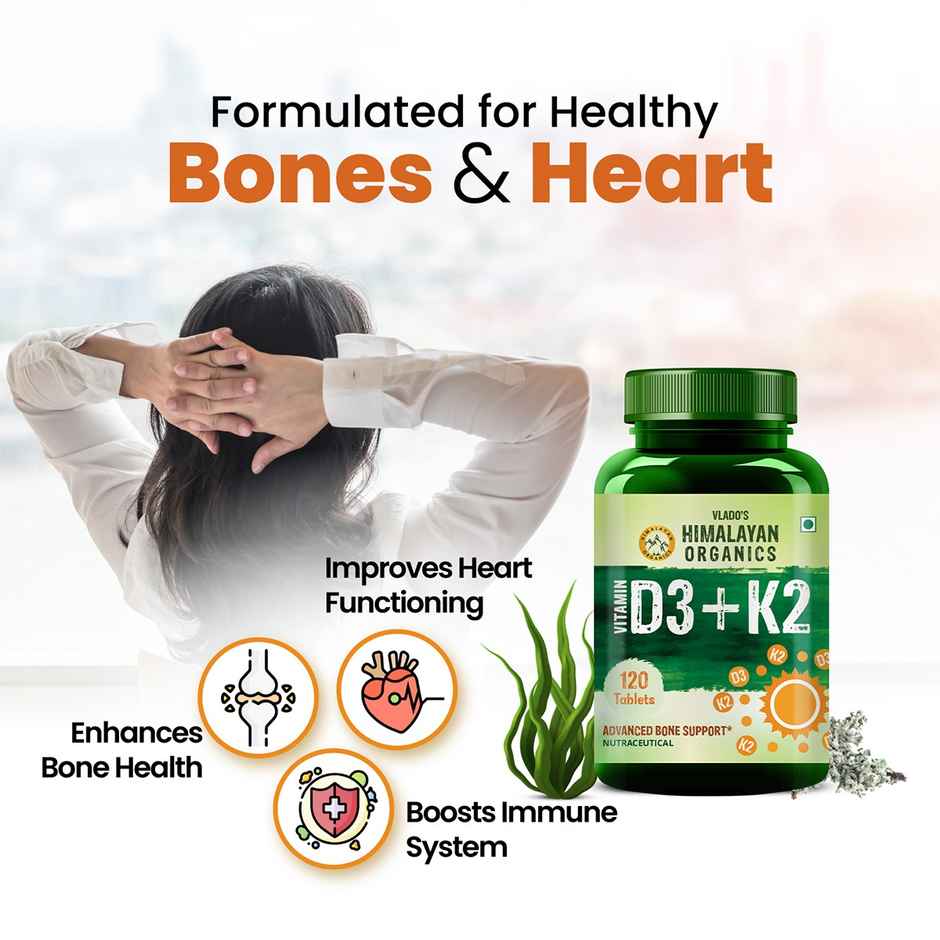 Vlado's Himalayan Organics Vitamin D3 600 IU as MK7 Supplement 120 VEG Tablets
