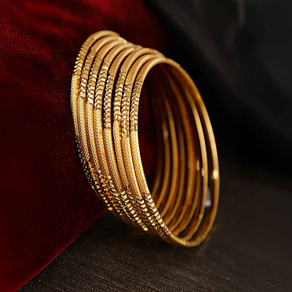 Shining Diva Fashion Set of 8 Traditional Design One Gram Gold Plated Bangle for Women | 11712b-2.8