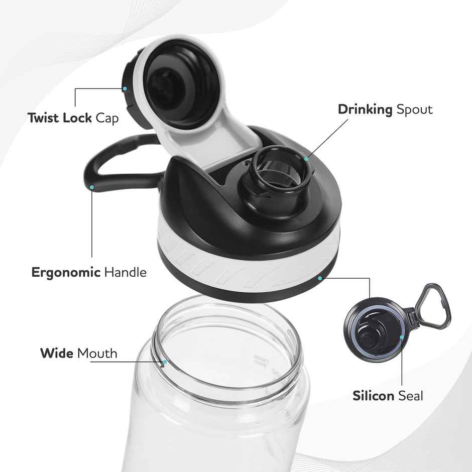 Kolorr Zest 620 ml Bottle | Grey & Black | Ideal for Travel & Everyday Hydration